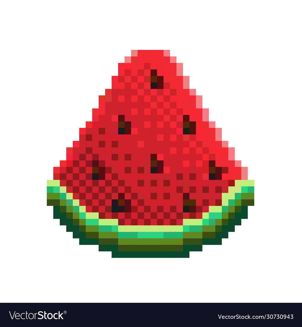 pixel art watermelon icon. 32x32 pixels. Vector illustration on a