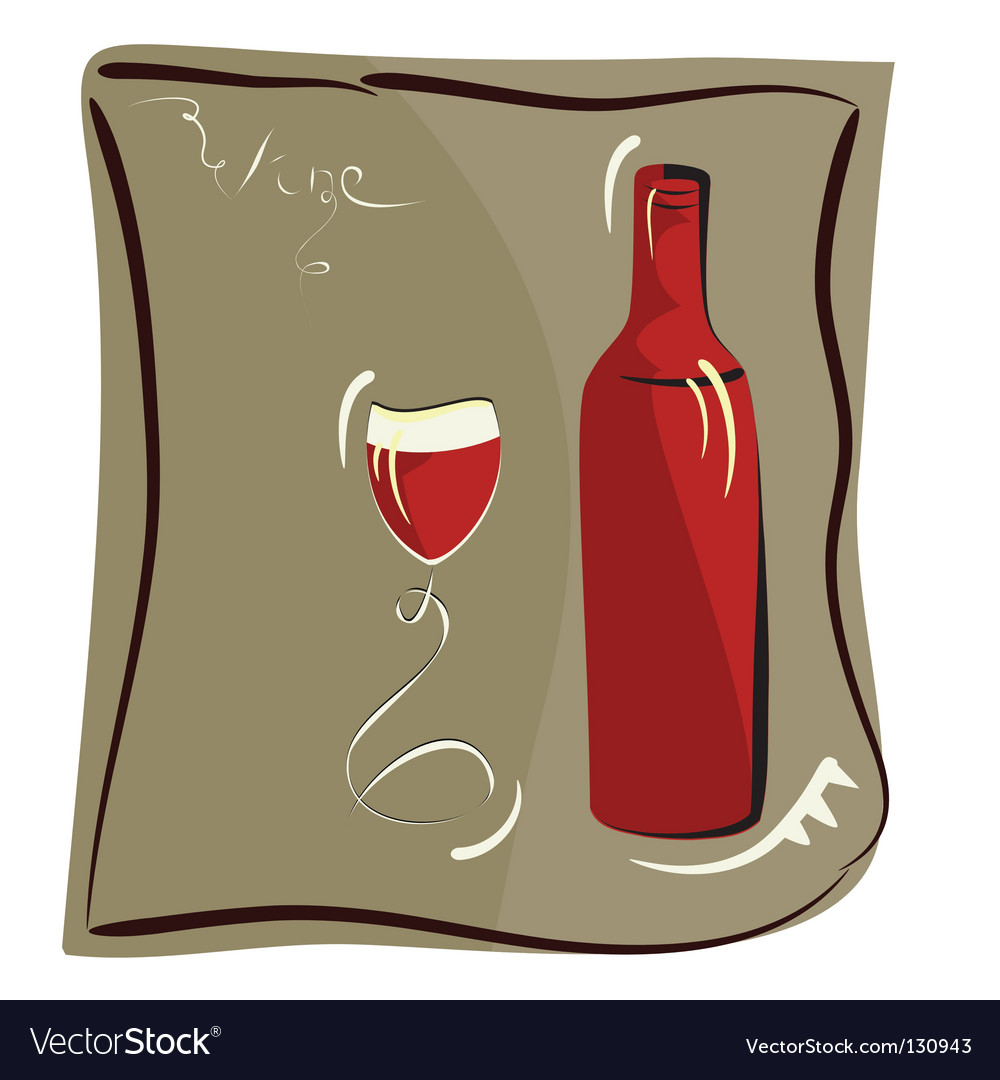 Wine glass and bottle Royalty Free Vector Image