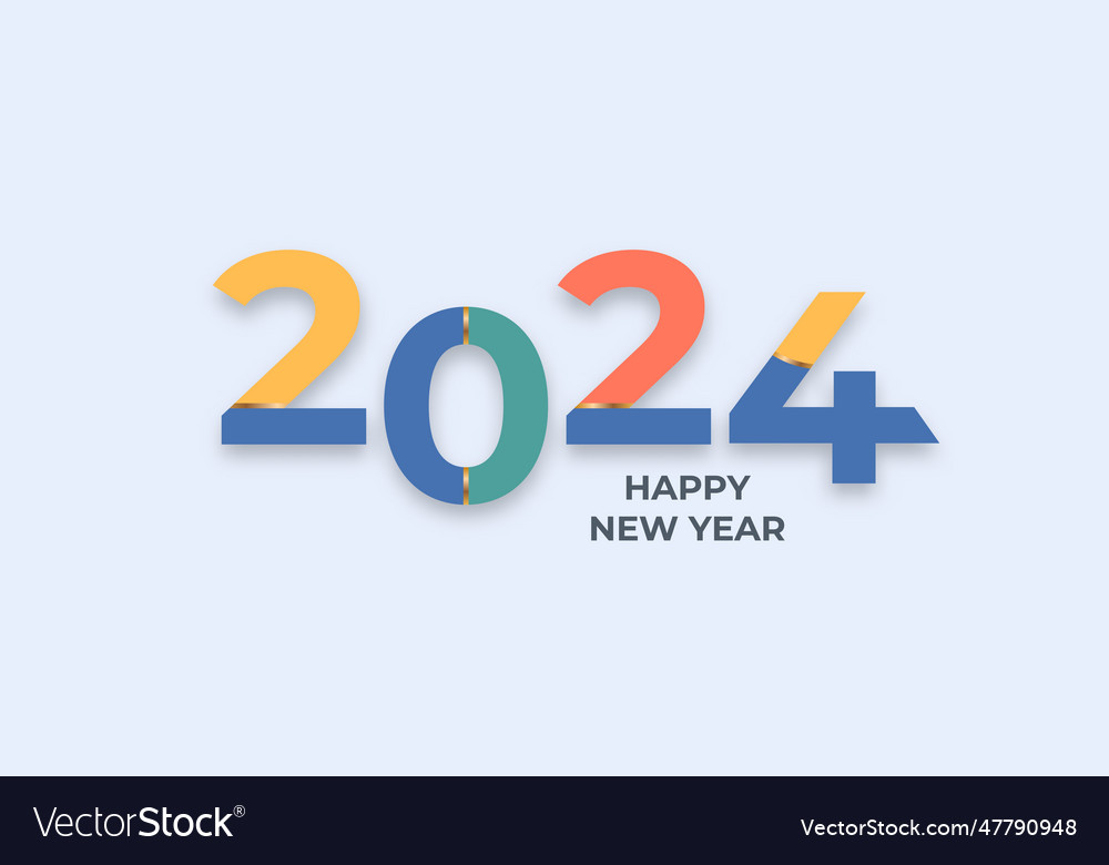 2024 colorful typography logo design happy new Vector Image