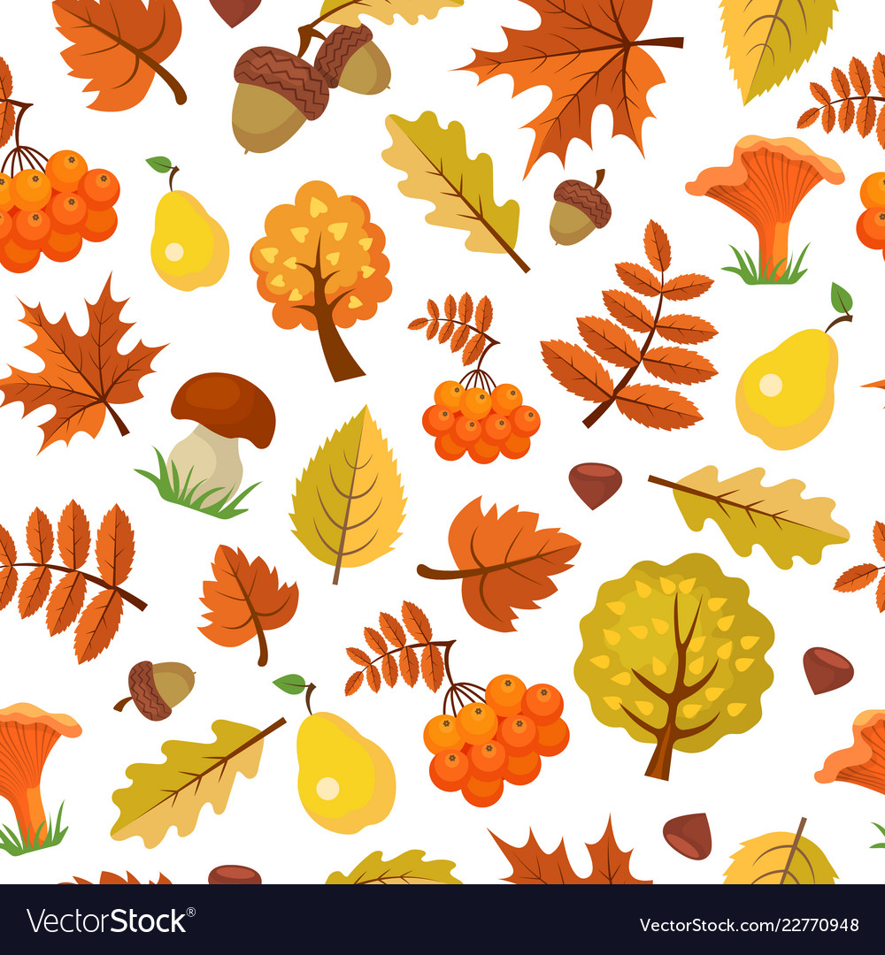 Autumn leaves pattern forest yellow fall vector image Autumn leaves pattern forest yellow fall