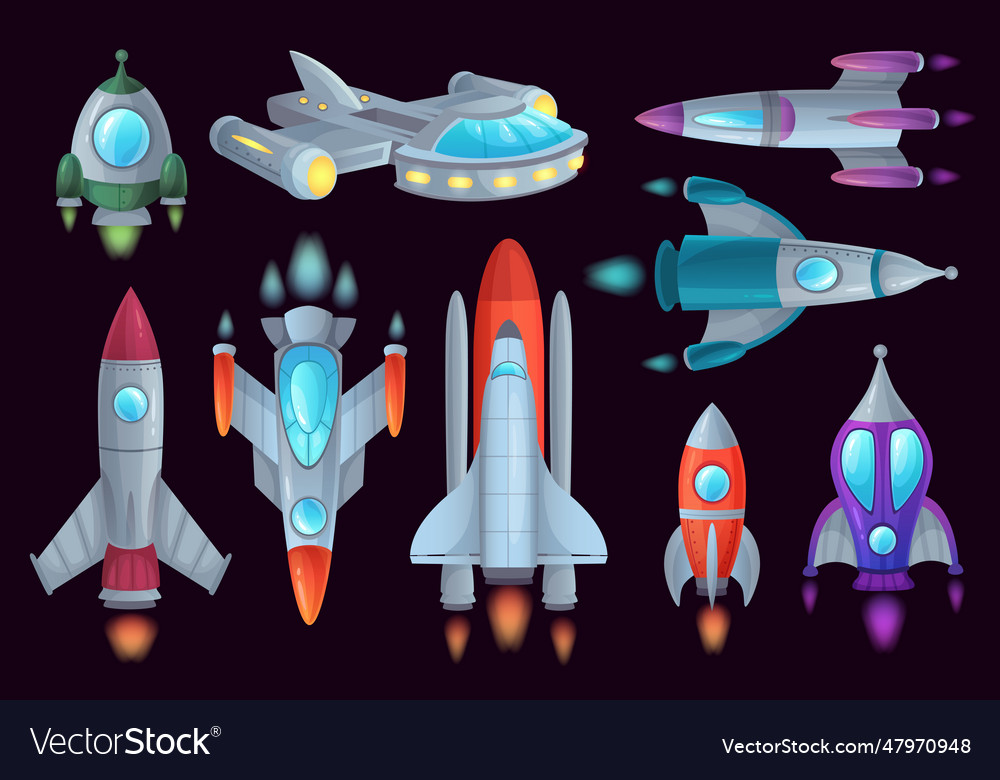 Cartoon rockets space rocketship aerospace rocket