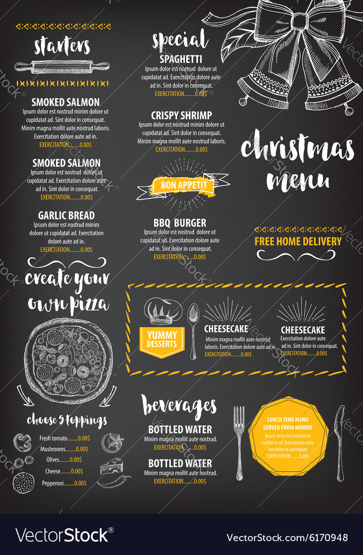 christmas party invitation restaurant food flyer vector image design your own flyers online free