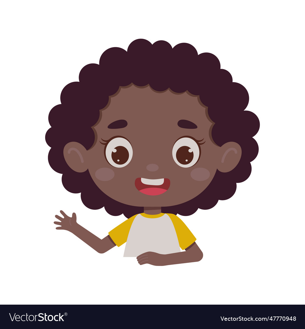 Cute cartoon little girl waving his hand little Vector Image