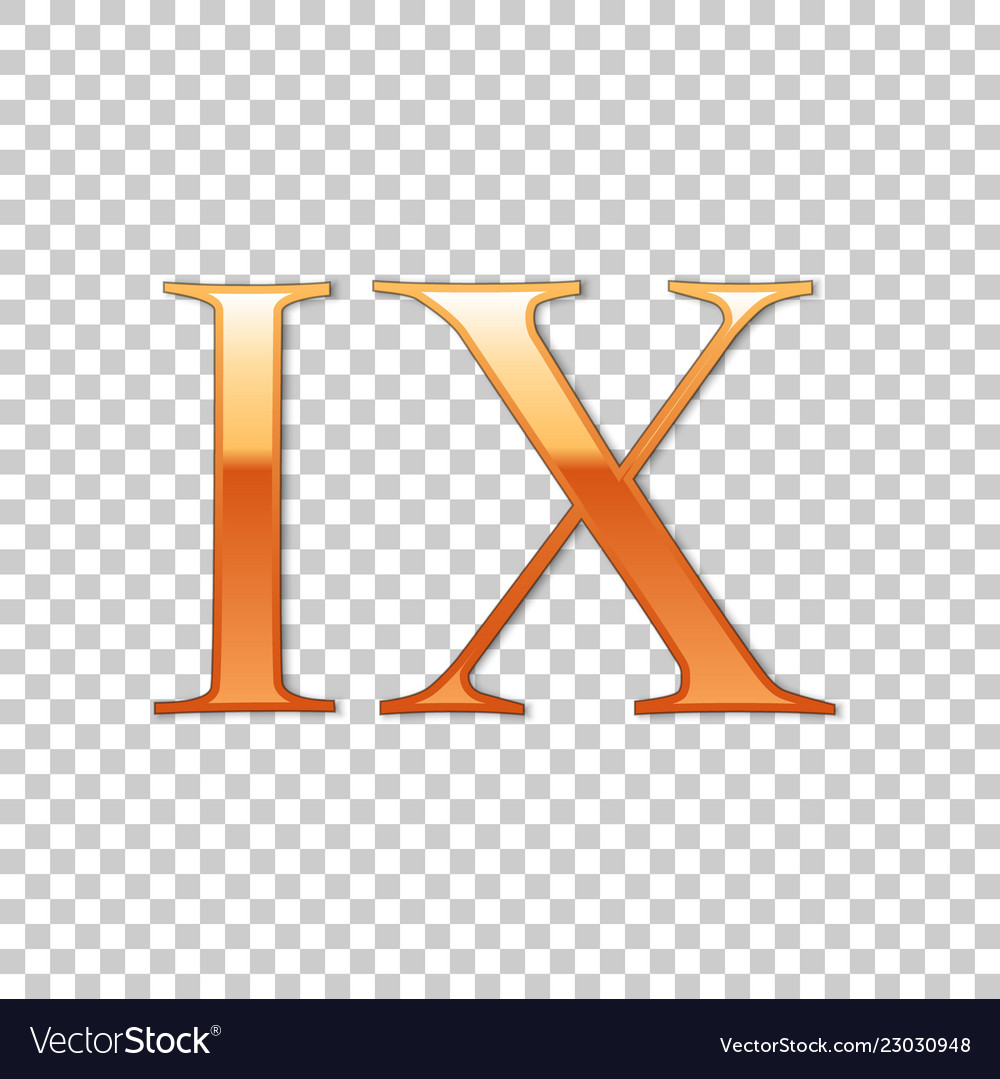 Golden Roman Numeral Number 9 Ix Nine Royalty Free Vector