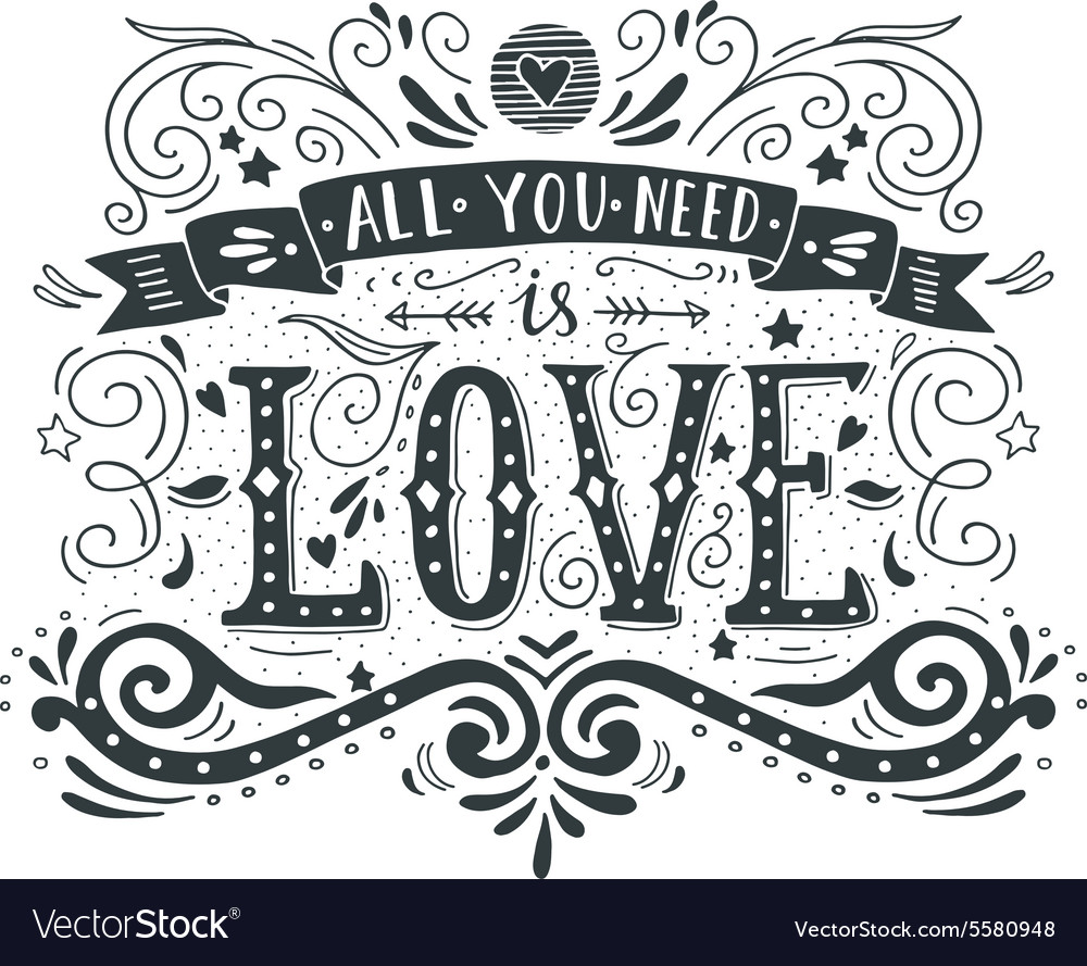 Hand drawn vintage print with lettering Royalty Free Vector