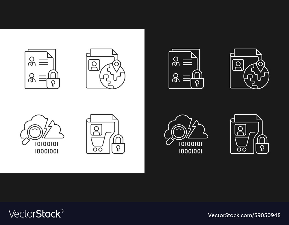 Maintain information security linear icons set Vector Image