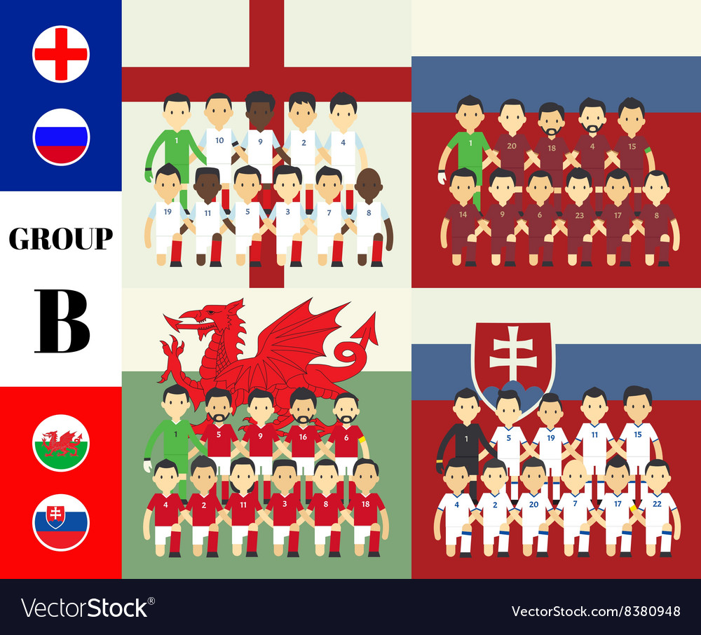 Players With Flags GROUP B Royalty Free Vector Image