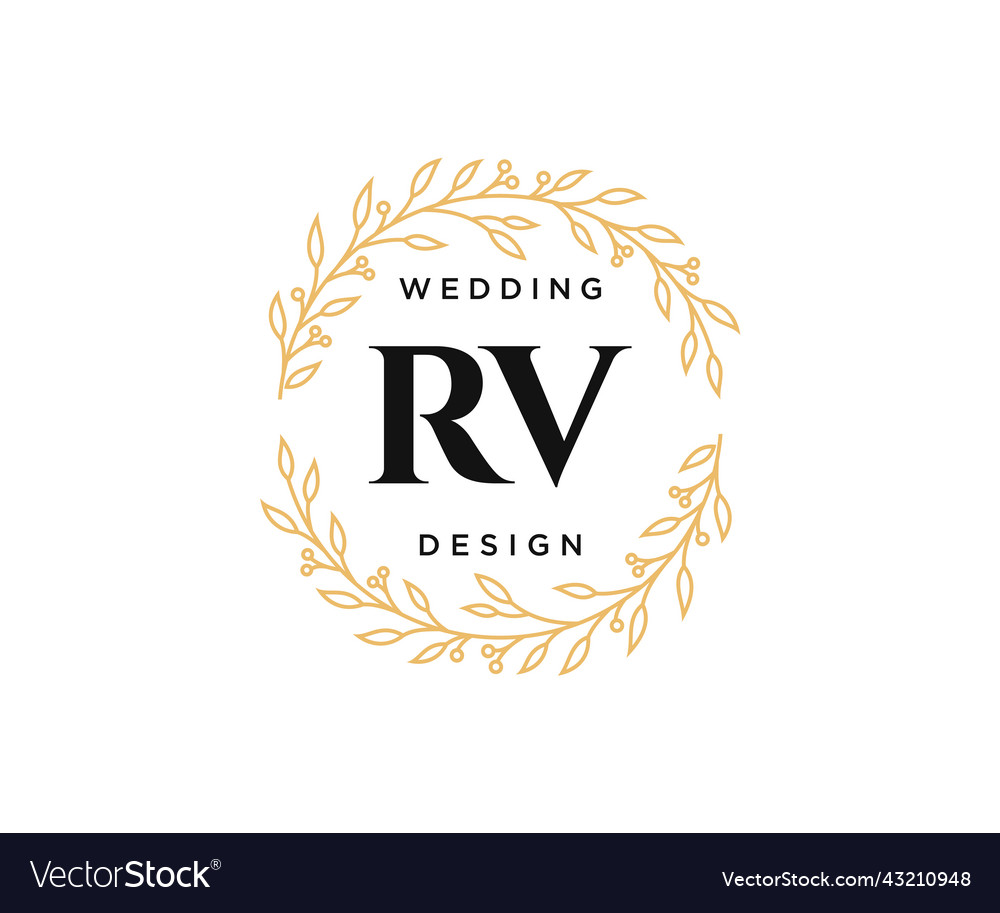 Rv initials letter wedding monogram logos Vector Image