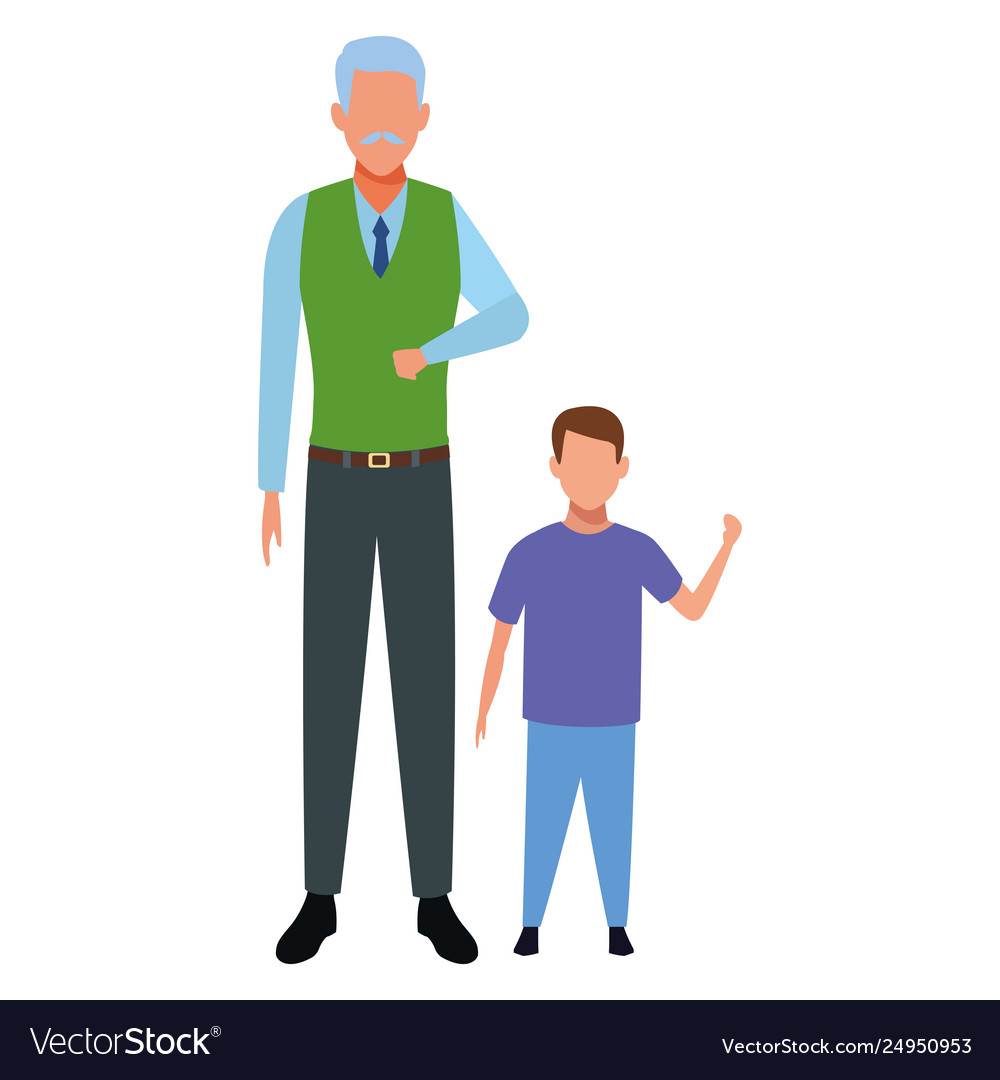 Old man with kid Royalty Free Vector Image - VectorStock