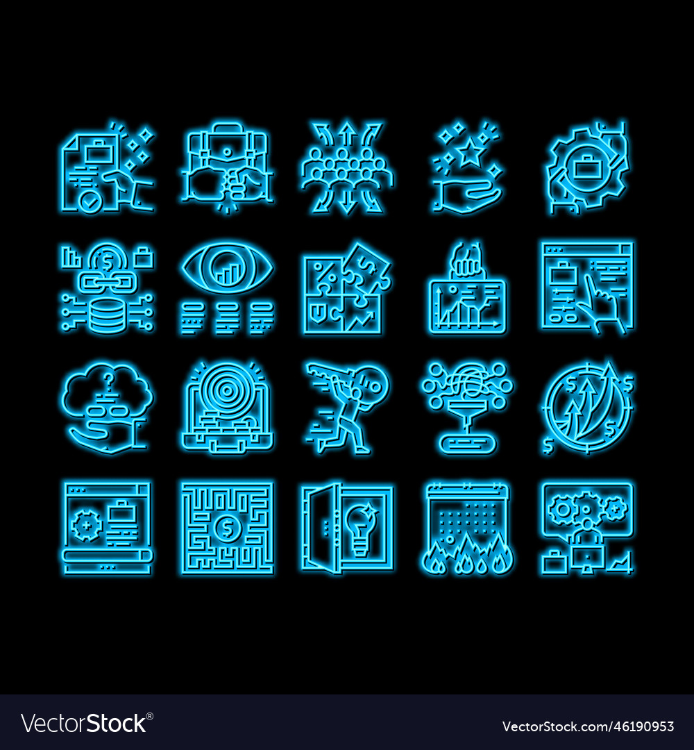 Solution business problem task neon glow icon Vector Image