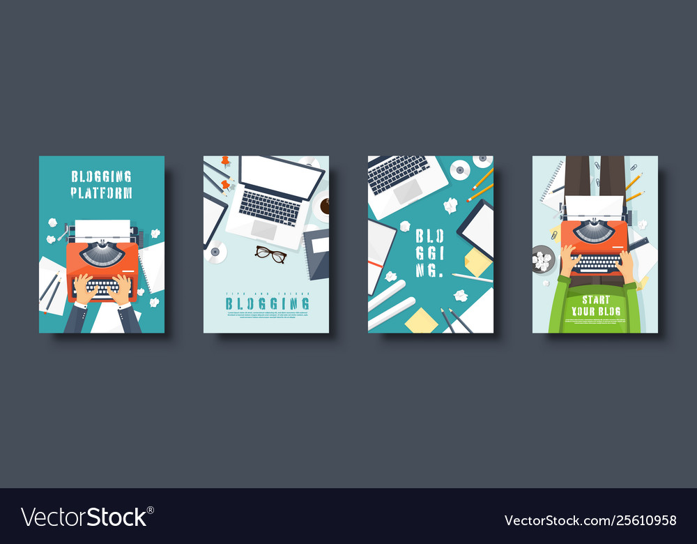 Blogging flat style covers set create your blog Vector Image