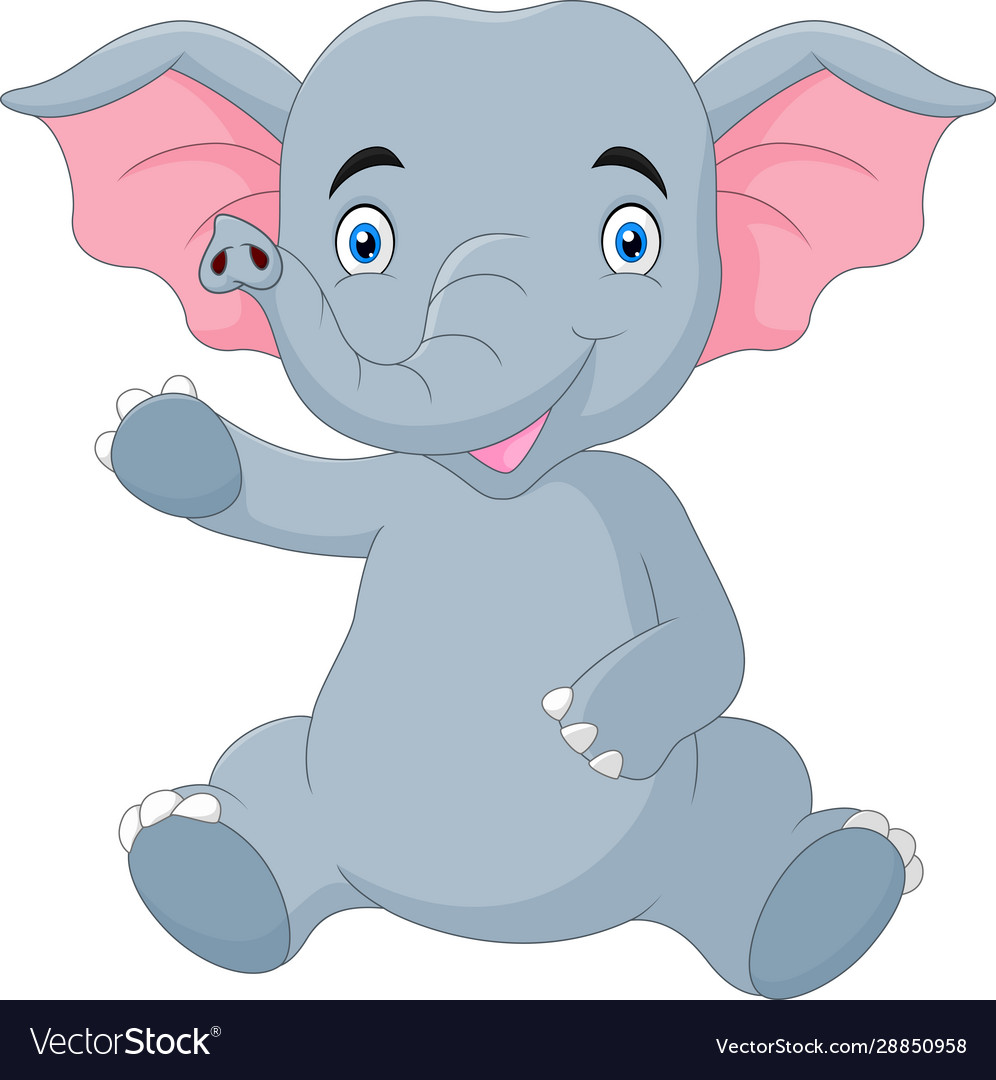 Cute funny elephant cartoon waving