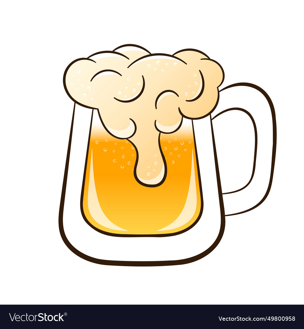 Glass of beer in line art flat style icon of Vector Image