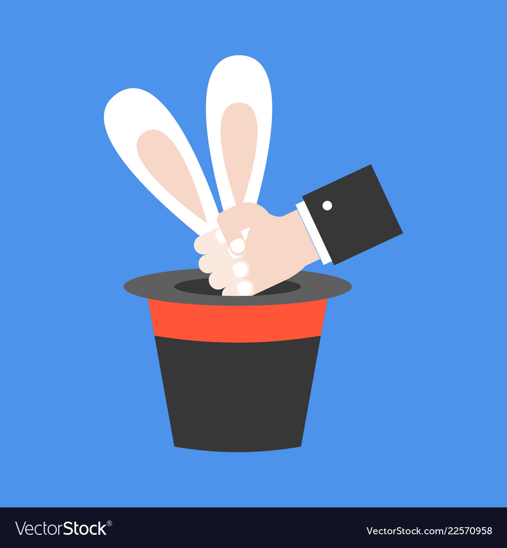 magician-hand-pull-rabbit-out-hat-flat-design-vector-image