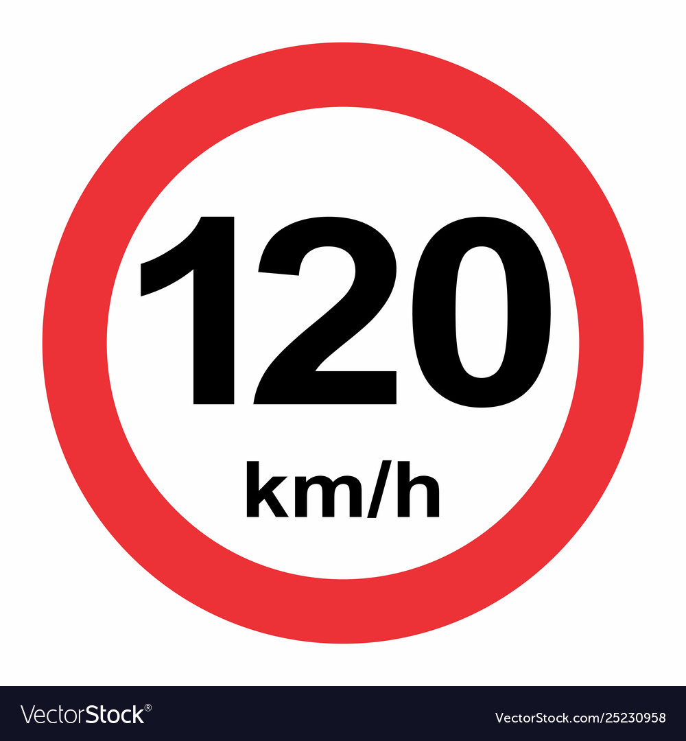 Prohibitory Traffic Speed Limit Sign 120 Km/h, Logo Element, 55% OFF