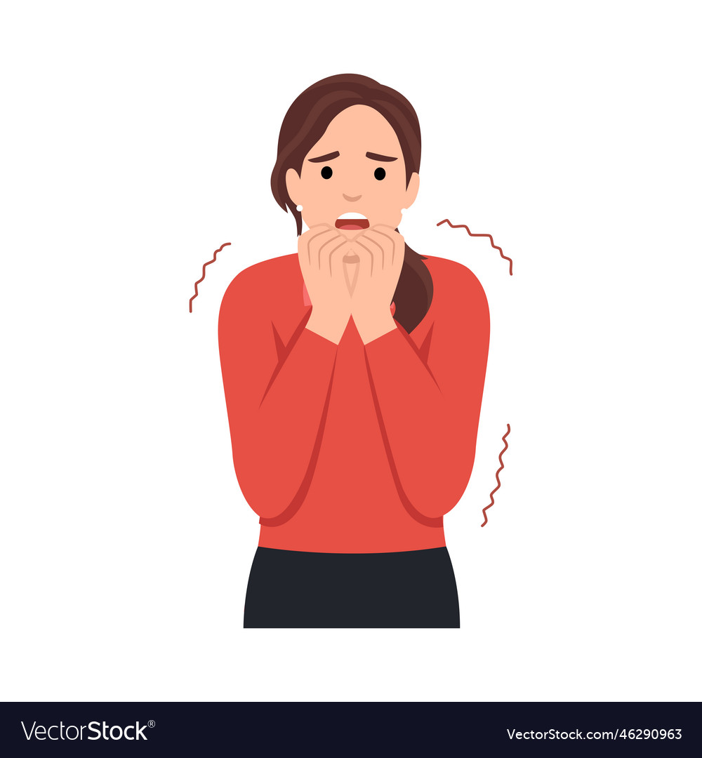 Afraid scared woman with shock expression on face Vector Image