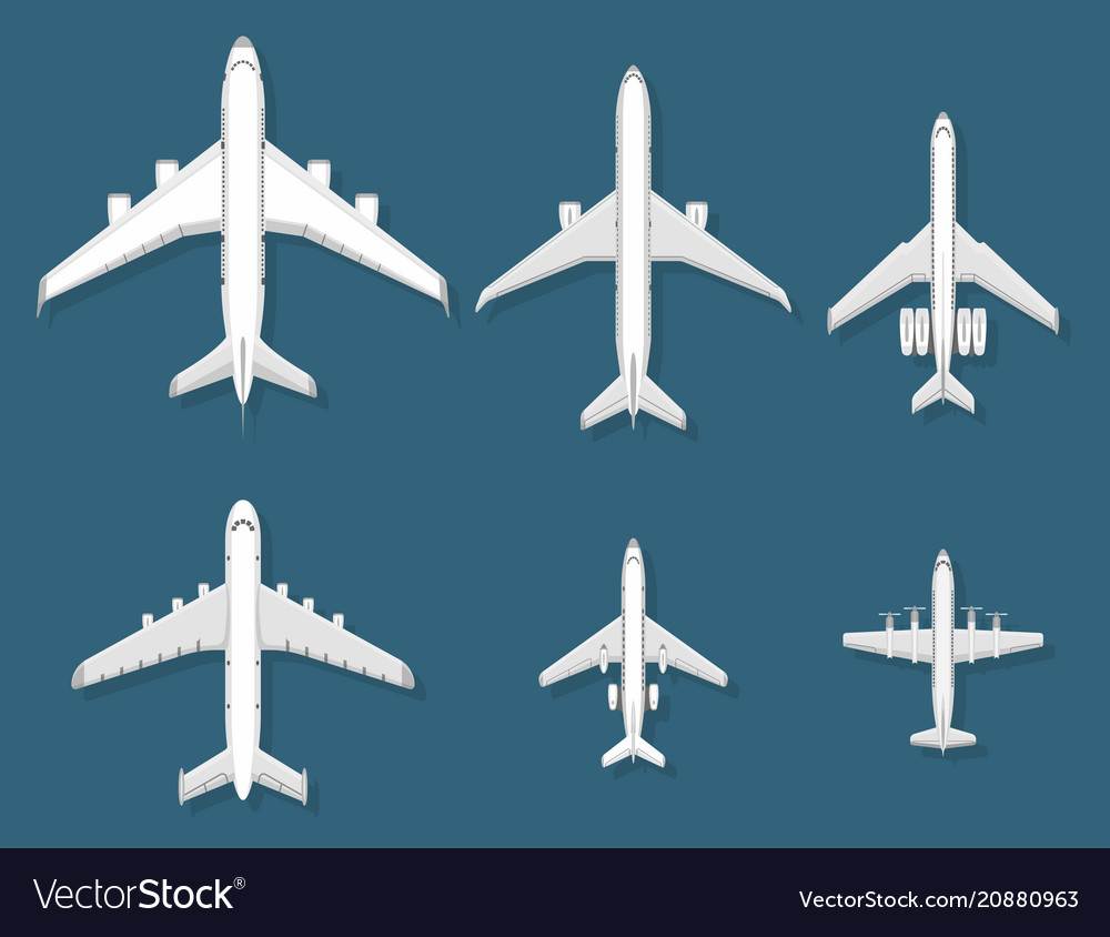 Airplane top view plane and Royalty Free Vector Image