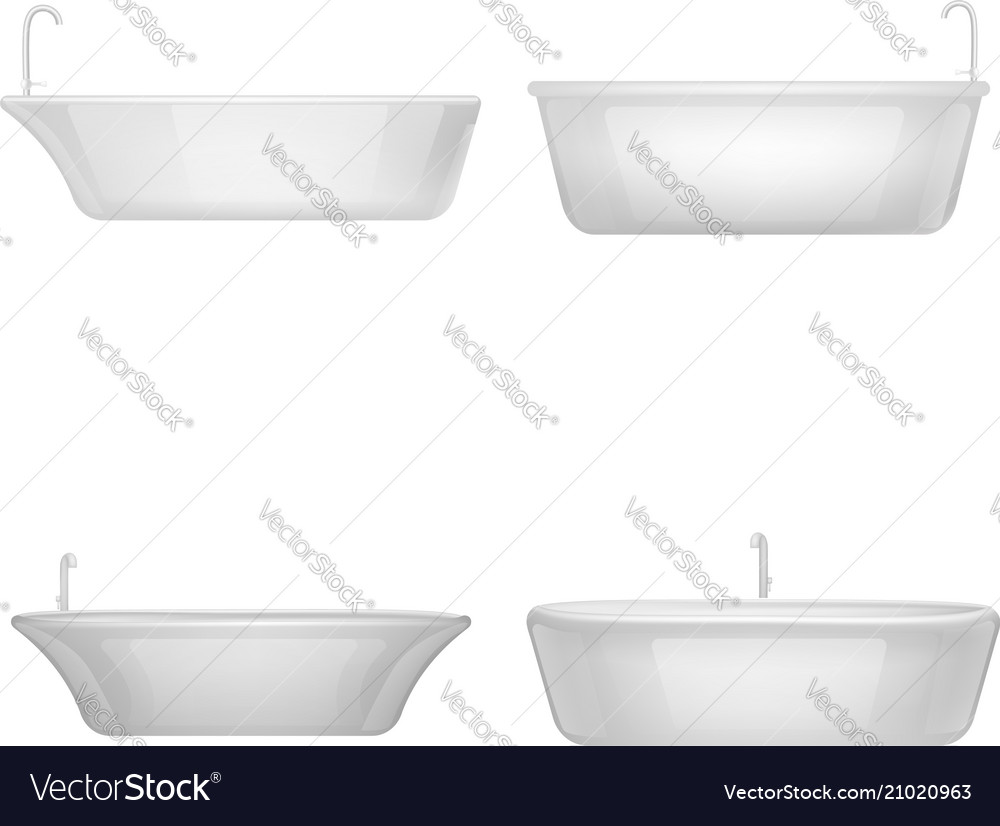 Bathtub Interior Mockup Set Realistic Style Vector Image