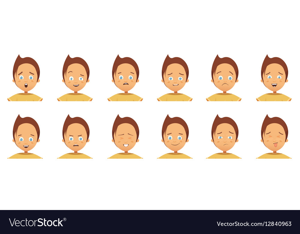 Child emotions avatars collection cartoon style Vector Image