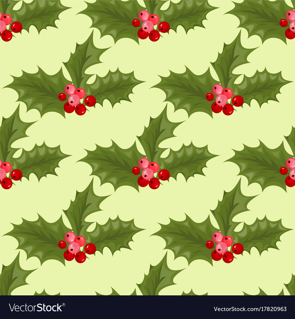 Christmas decorative leaves holly branches Vector Image