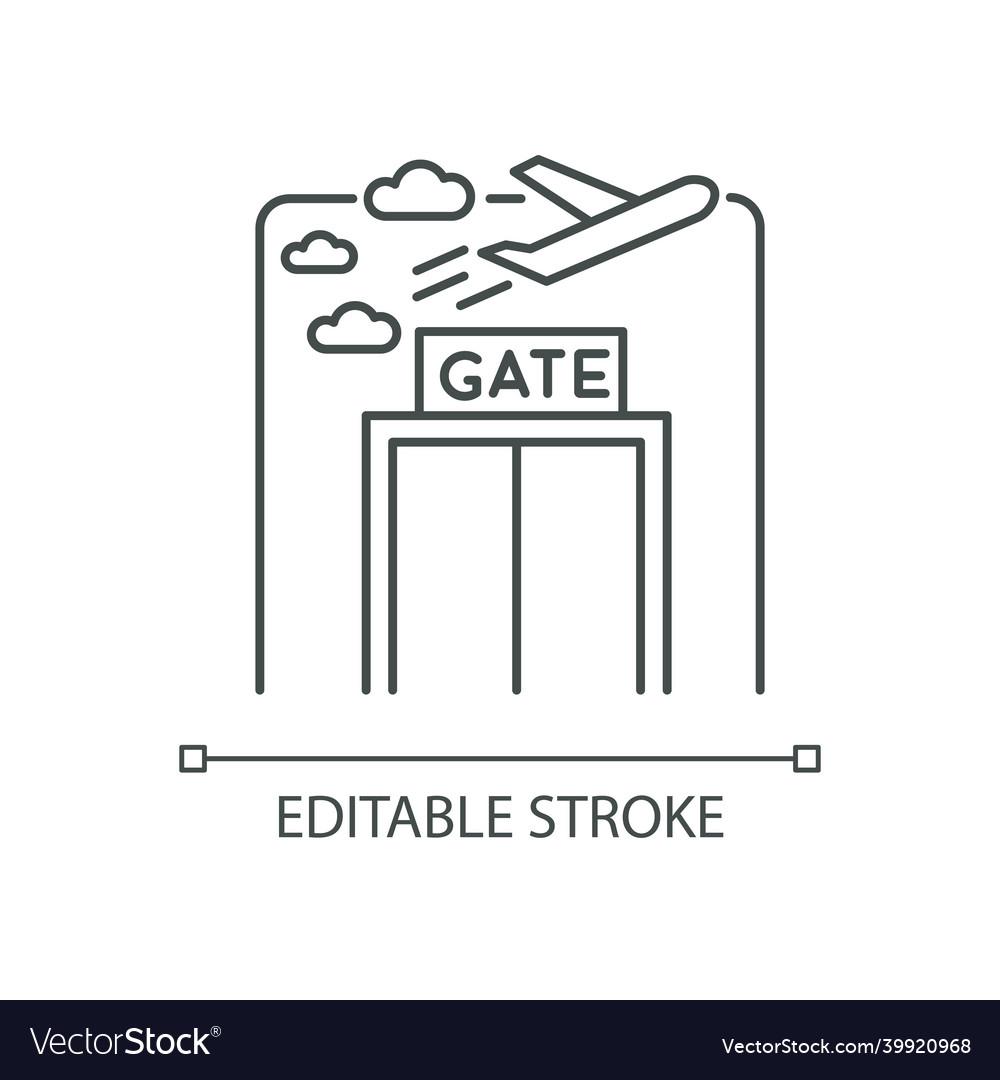 Airport gate pixel perfect linear icon airplane Vector Image