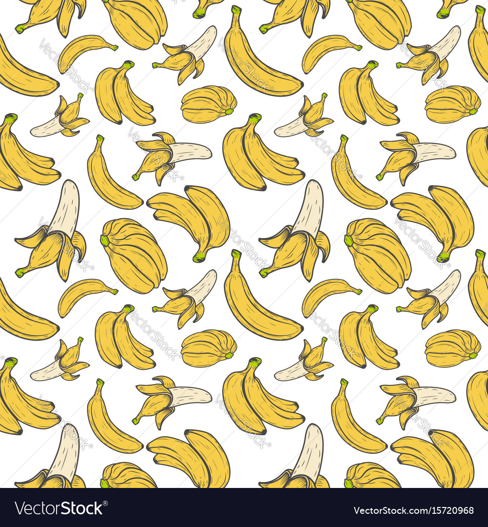 Banana seamless pattern summer fruits vegetarian Vector Image