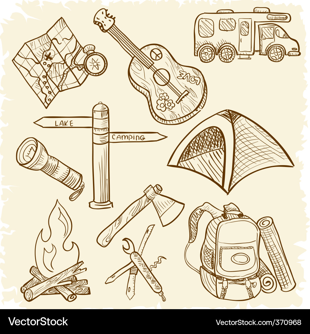 Camping icon set Royalty Free Vector Image - VectorStock