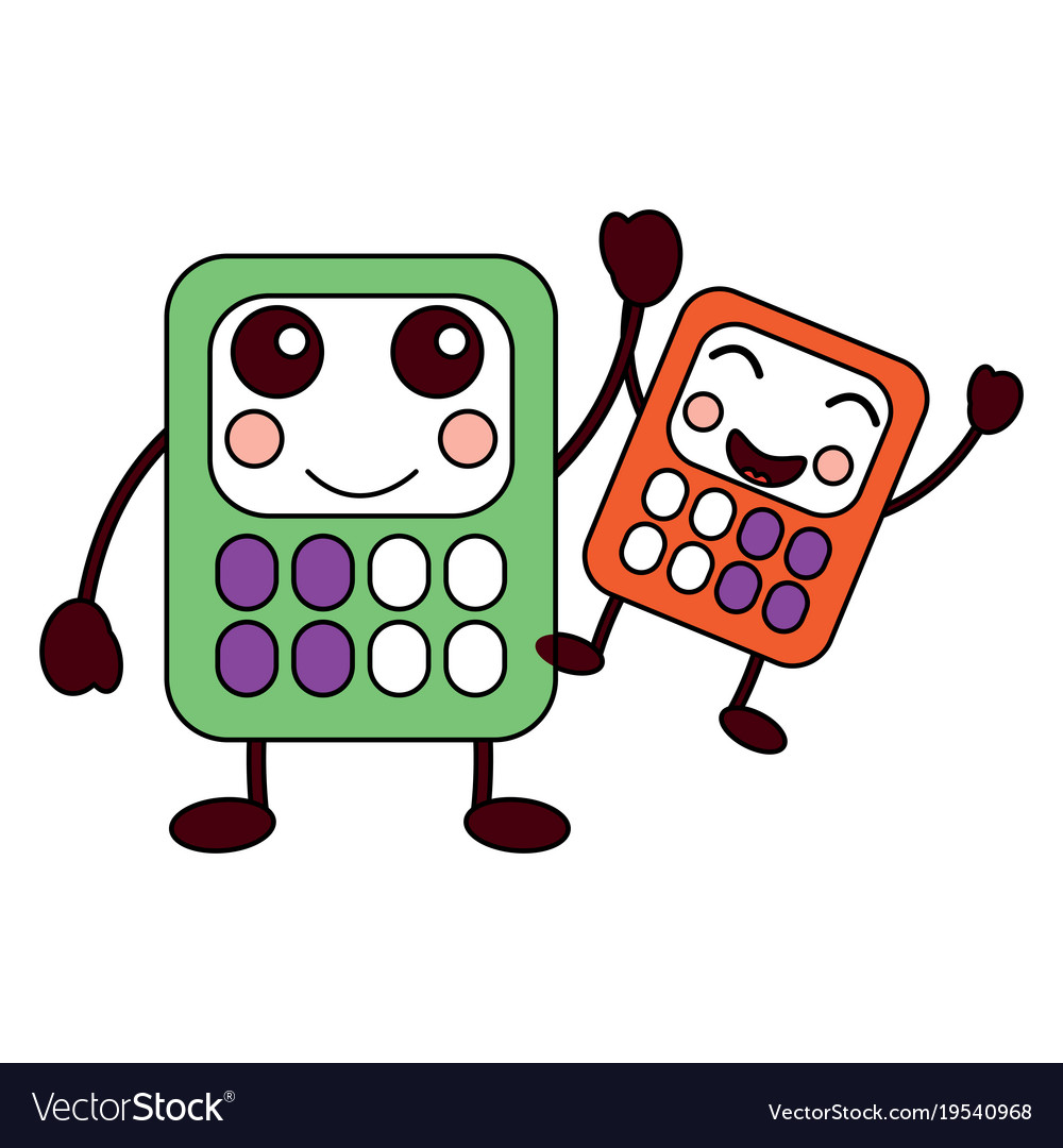 Cartoon Calculators Kawaii School Character Vector Image