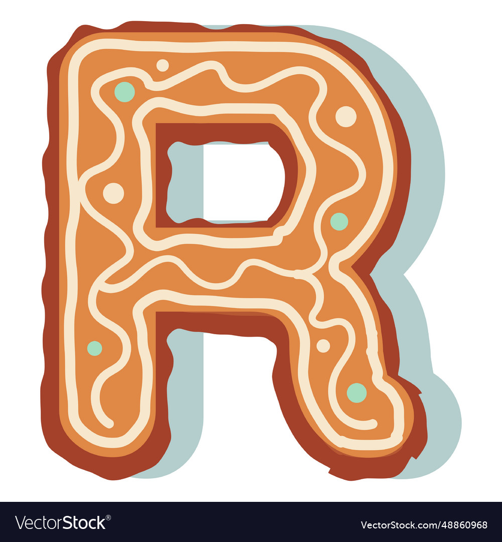 Gingerbread Cookie Letter R Royalty Free Vector Image 2853