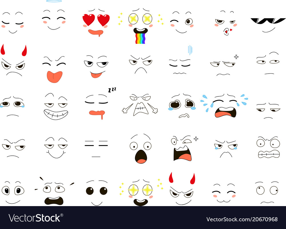 Set of funny smiles web icons vector image Set of funny smiles web icons