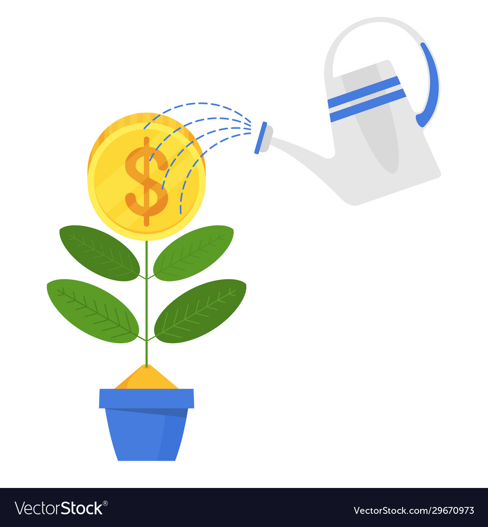 Businessman is watering a money tree concept Vector Image