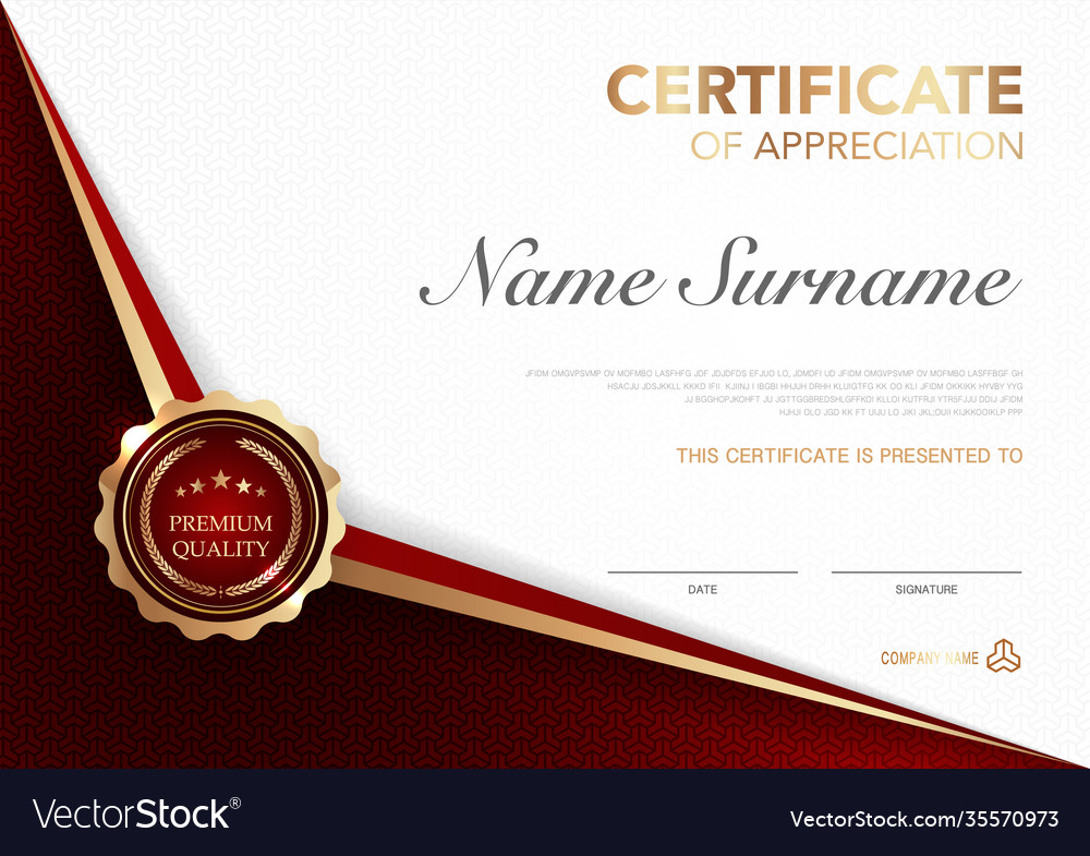 Certificate template red and gold luxury style Vector Image