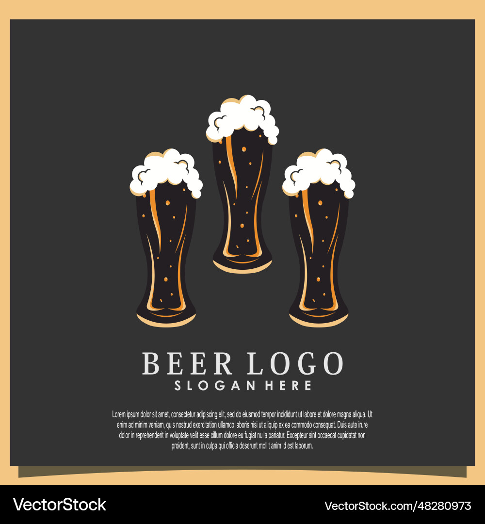 Craft beer glass logo design with creative concept