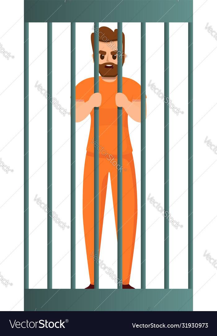 Furious prison man icon cartoon style Royalty Free Vector