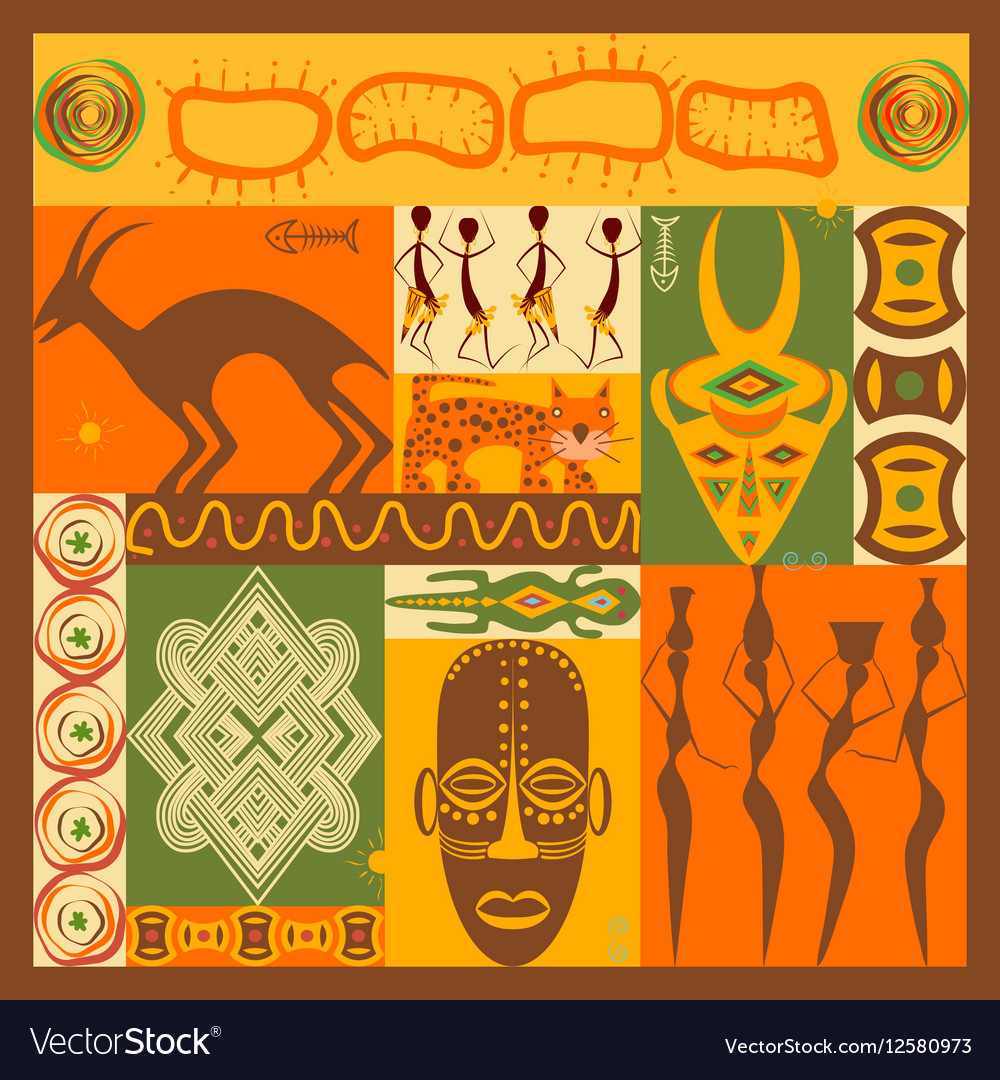 Set of stylized african elements and icons Vector Image