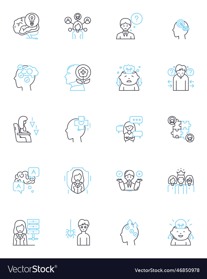 Cognitive healing linear icons set neuroscience Vector Image