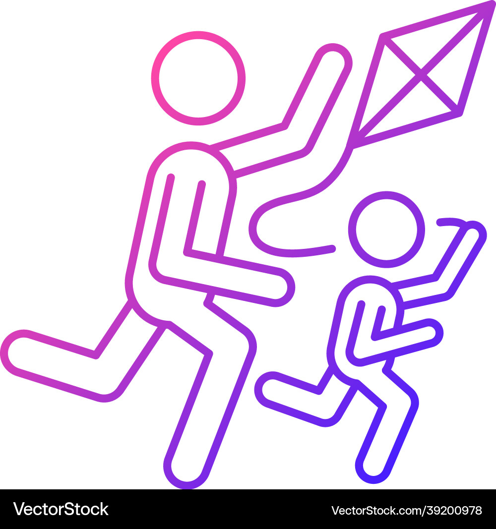 Flying kite gradient linear icon Royalty Free Vector Image