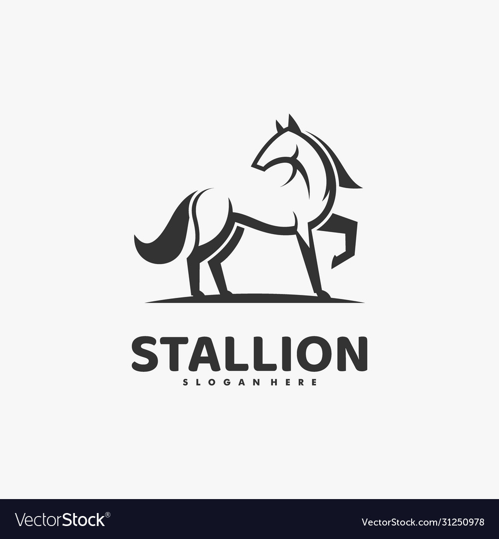 Logo stallion flying line art style Royalty Free Vector