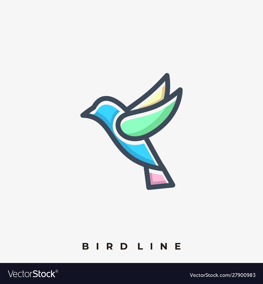 Bird line colorful template Royalty Free Vector Image