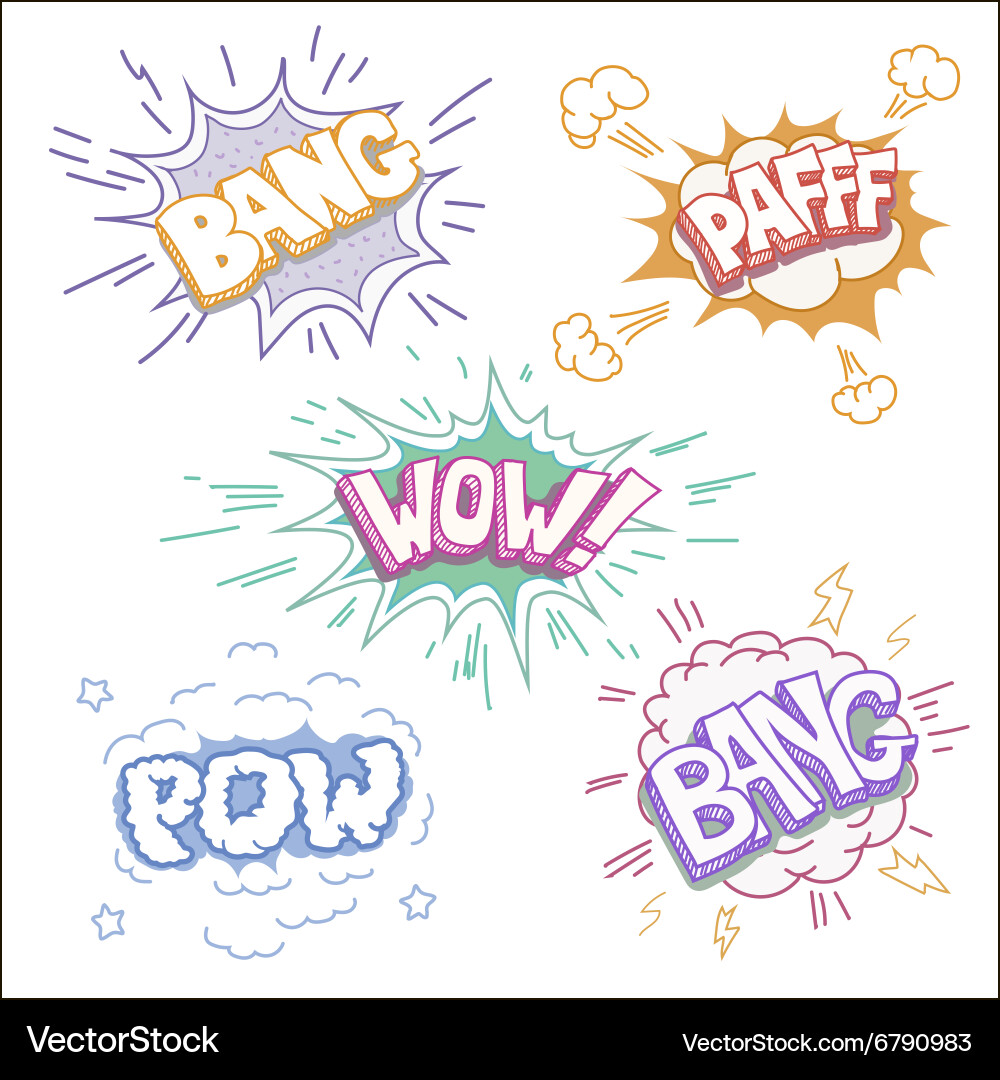 Boom Comic book explosion set Royalty Free Vector Image