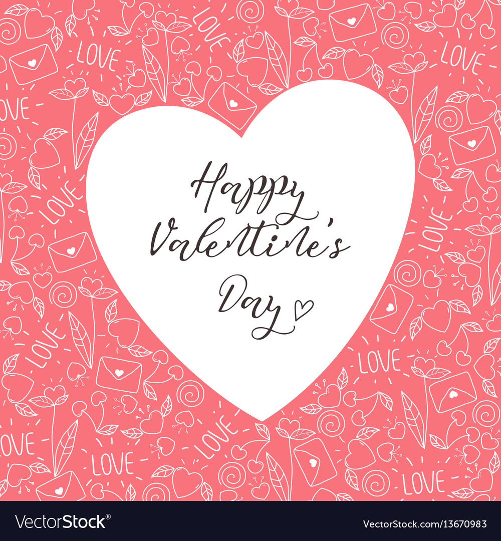 Happy valentines day greeting card in pink color Vector Image