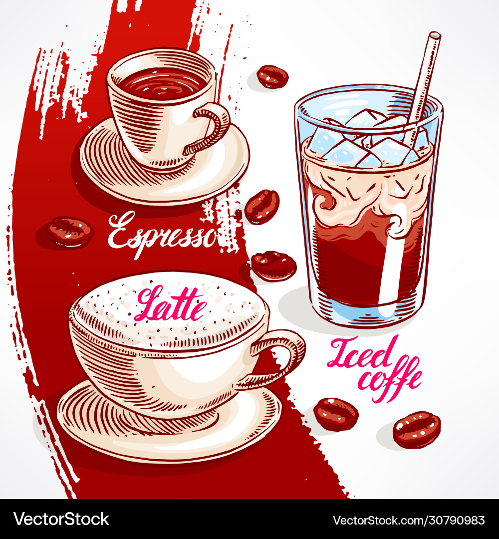 Types coffee - 2 Royalty Free Vector Image - VectorStock
