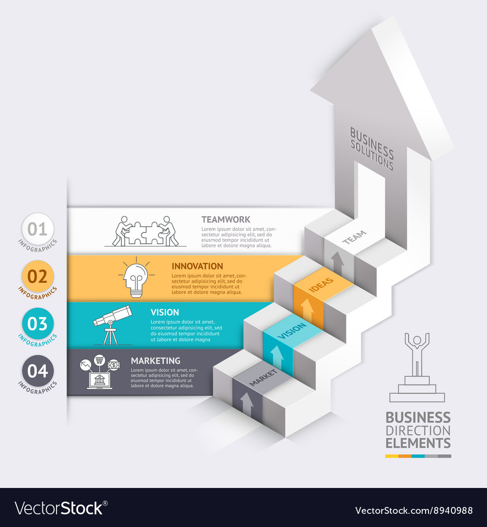 3d business arrows staircase diagram template vector image
