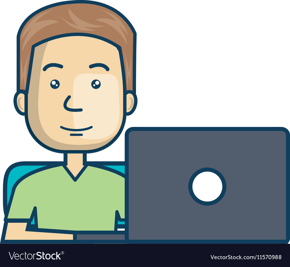 Avatar a person working on laptop Royalty Free Vector Image