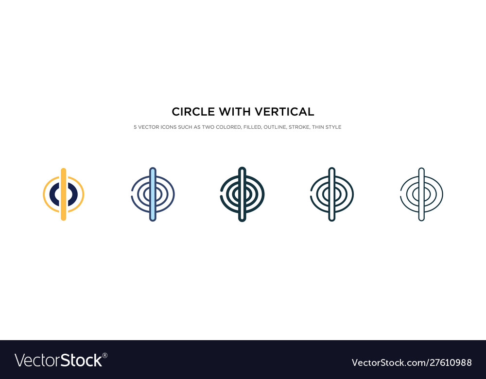 Circle with vertical line icon in different style Vector Image