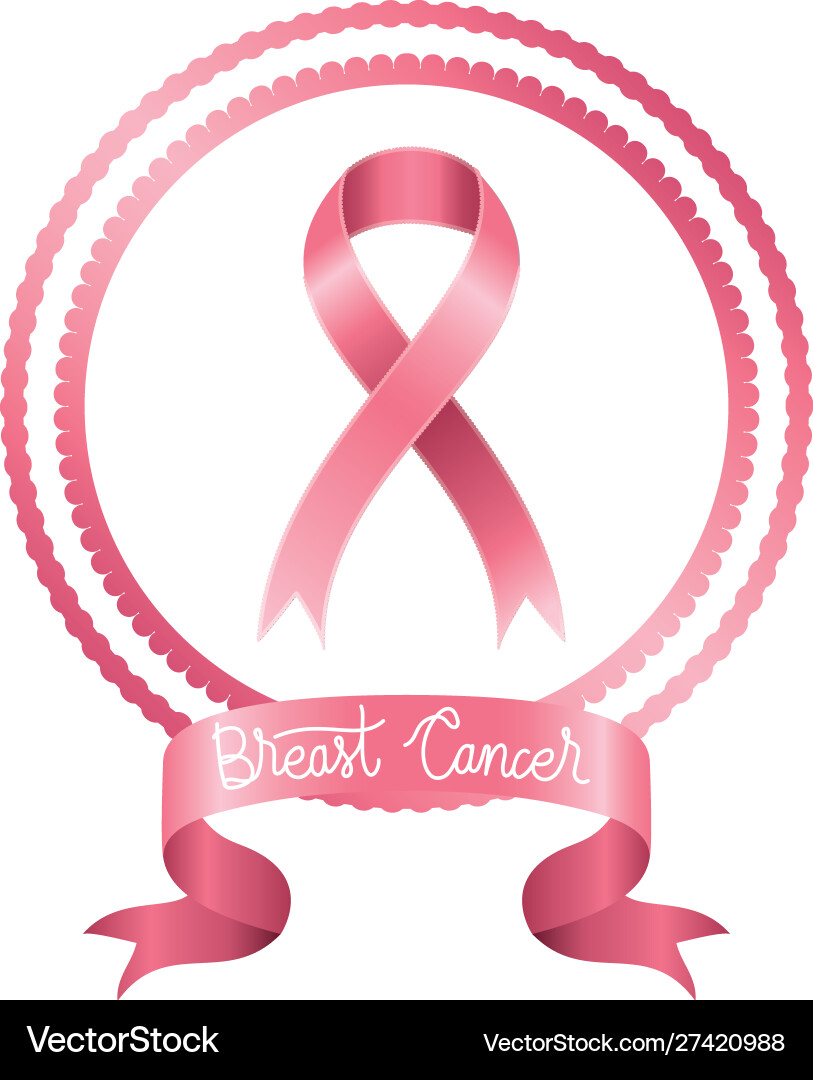 Circular frame with breast cancer ribbon Vector Image