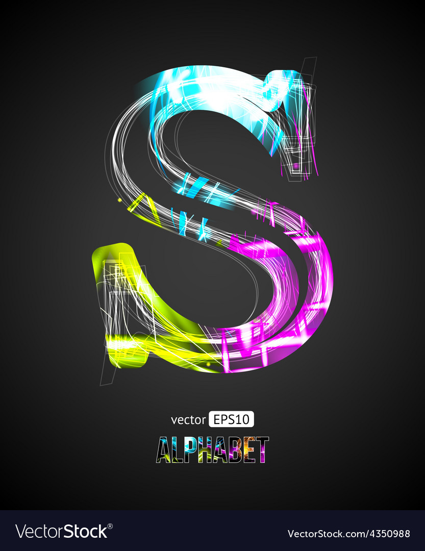 Design light effect alphabet letter s Royalty Free Vector