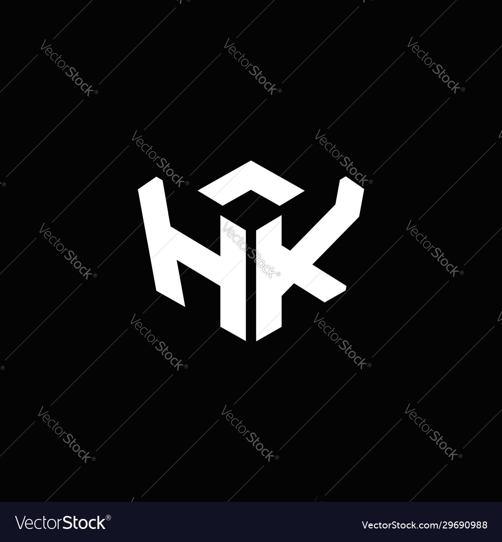 Hk logo monogram with emblem style ribbon design Vector Image