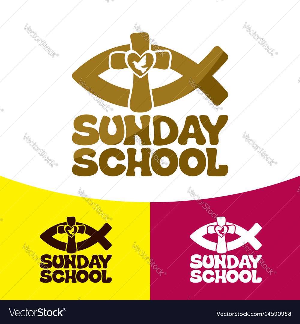 Logo Sunday School And Christian Symbols Vector Image