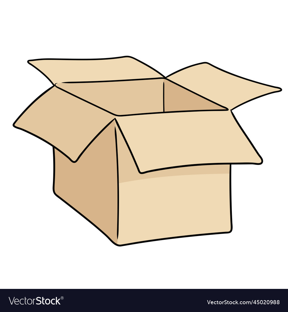 Opened empty cardboard box on white background Vector Image